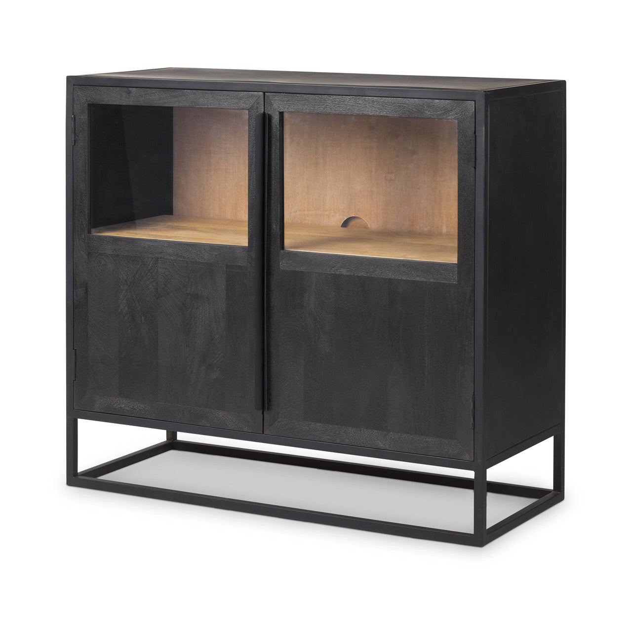 Sloan Black Wood W/Black Metal Frame Accent Cabinet