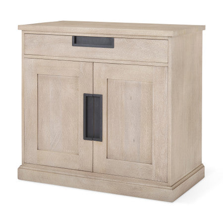 Braxton Beige Wood W/Black Accents 2 Door Accent Cabinet