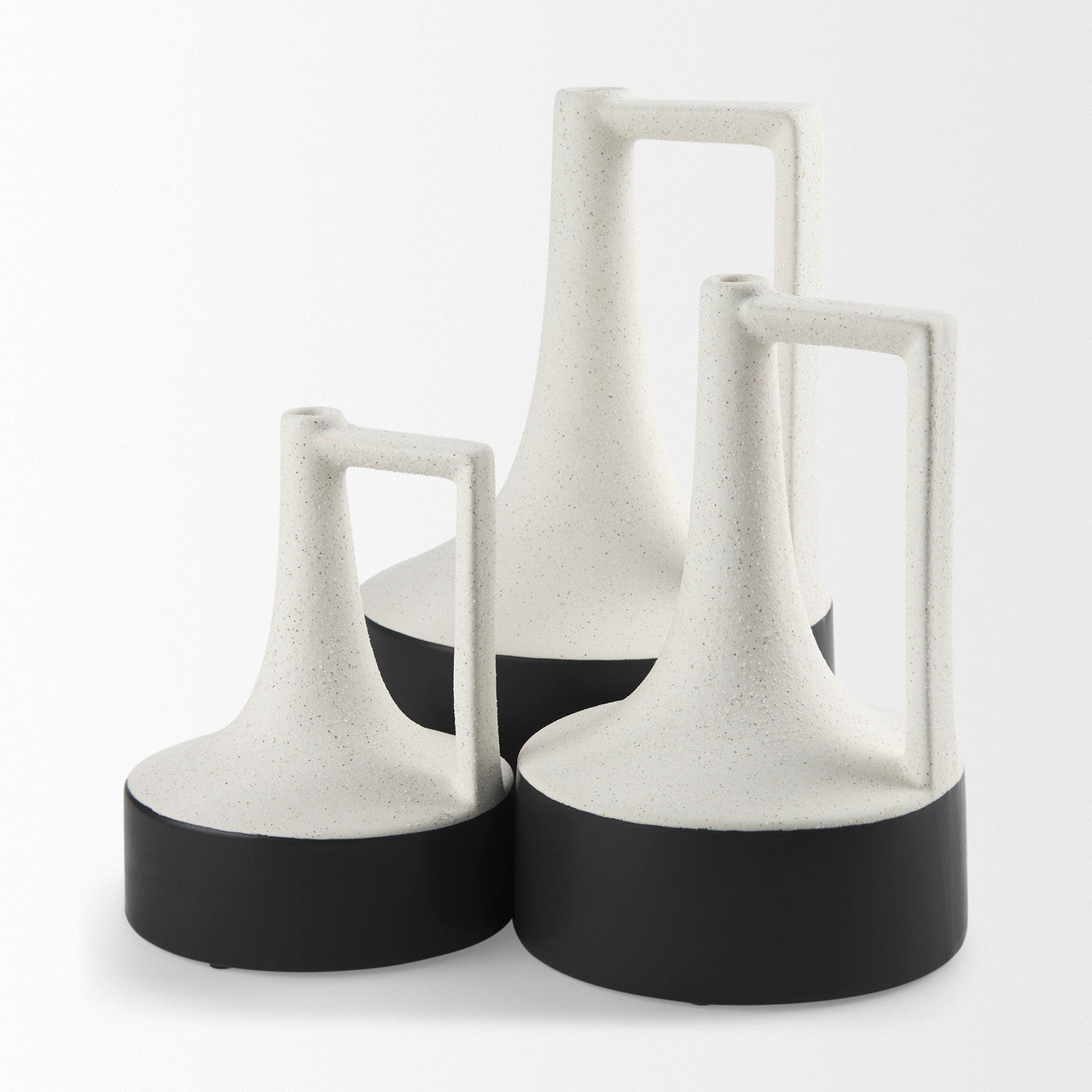 Burton 8.3H Small White and Black Ceramic Jug Vase
