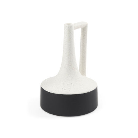 Burton 11.6H Medium White and Black Ceramic Jug Vase