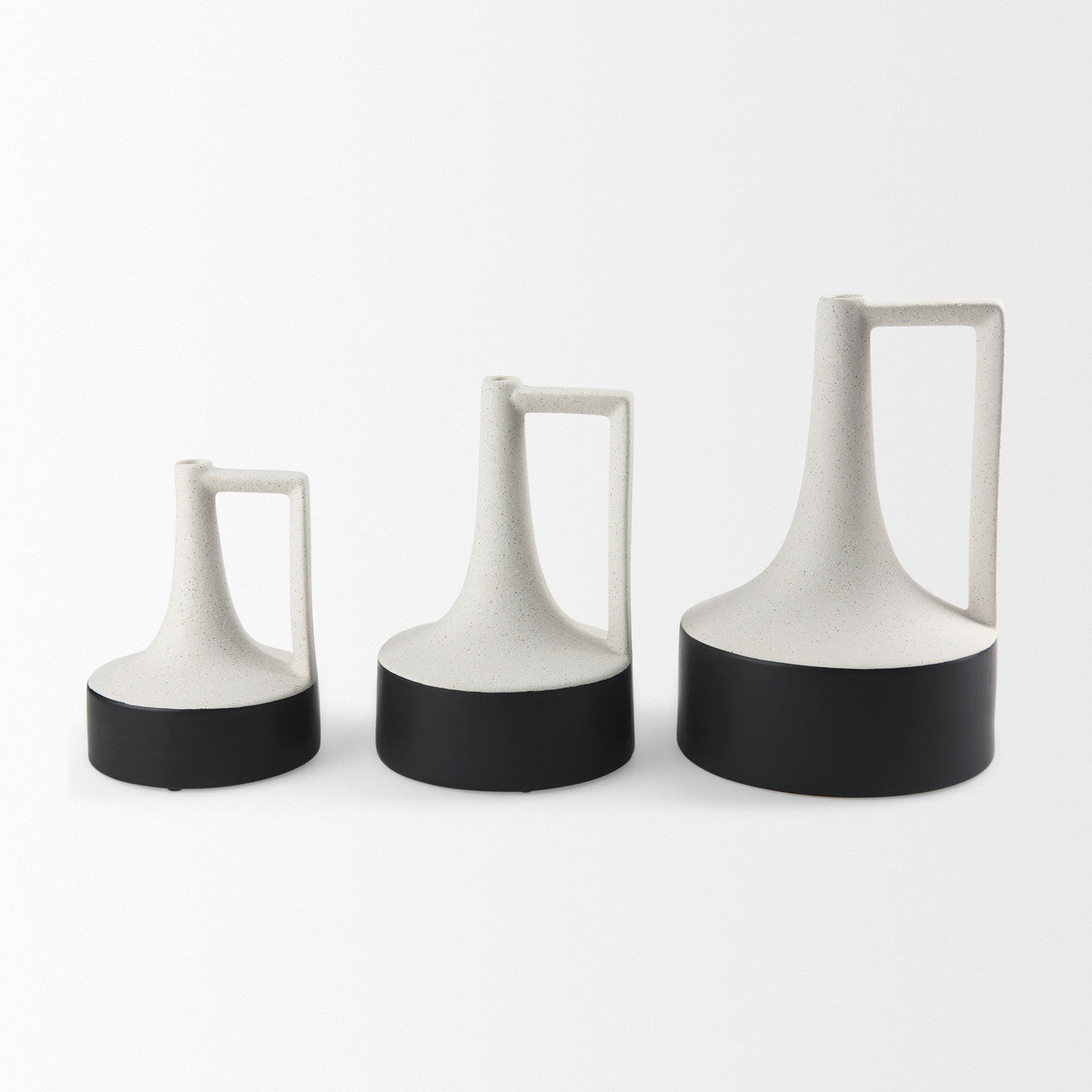 Burton 13.1H Large White and Black Ceramic Jug Vase