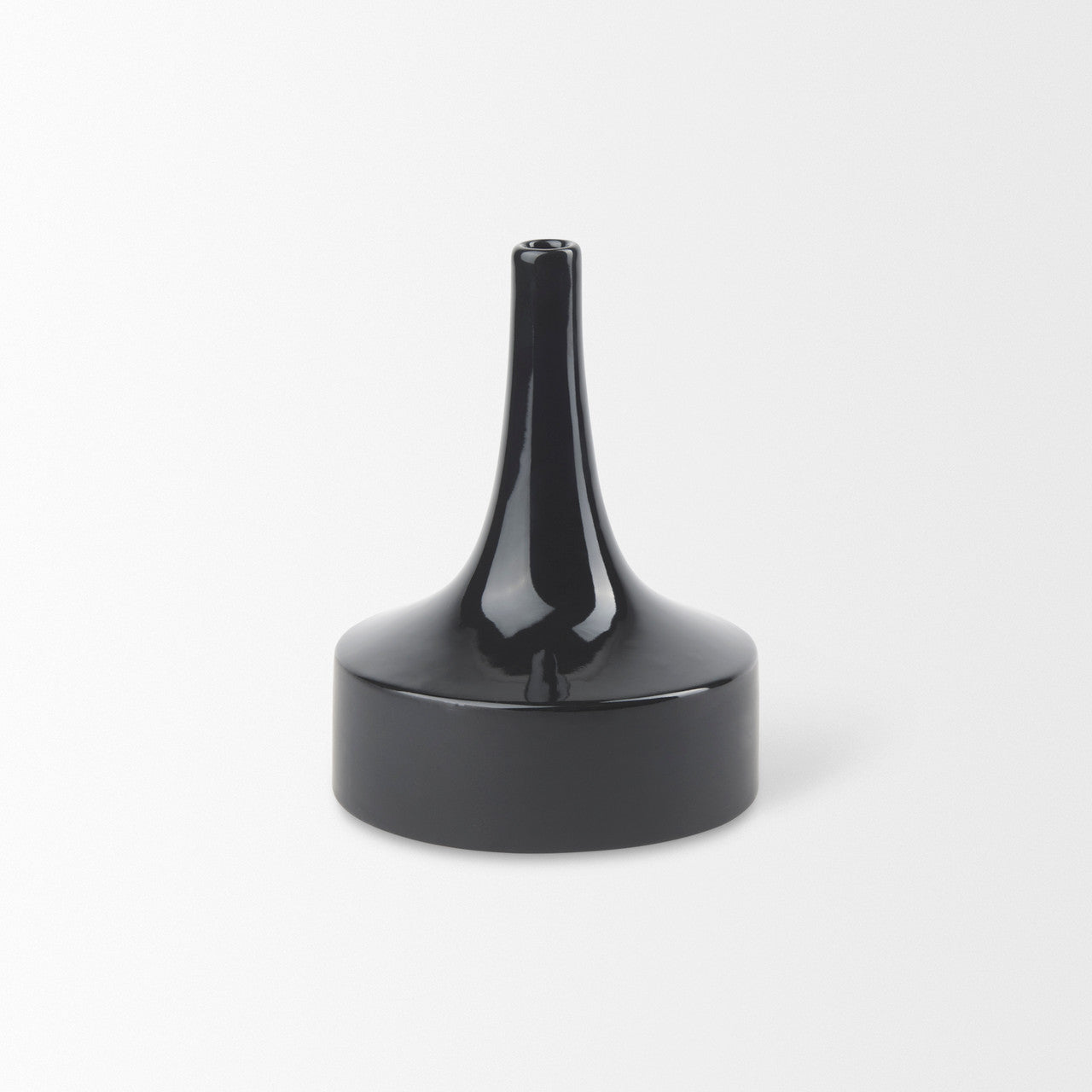 Burton 8.3H Small Glossy and Matte Black Ceramic Jug Vase