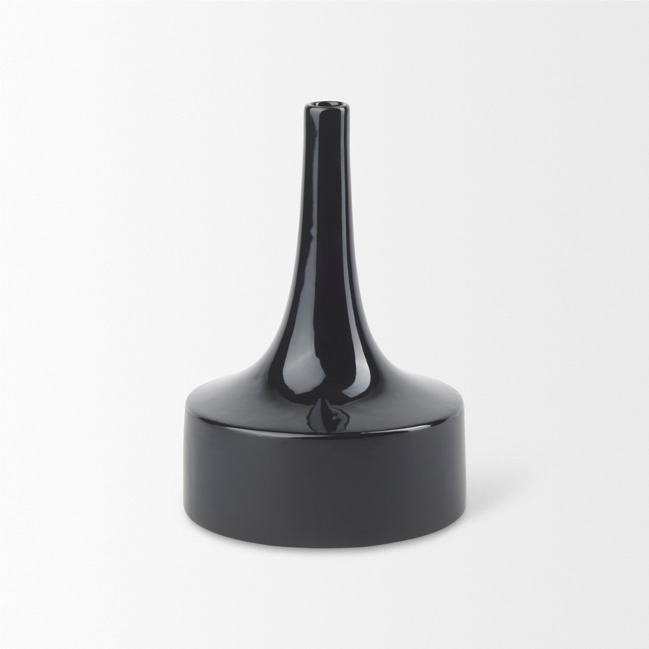 Burton 11.6H Medium Glossy and Matte Black Ceramic Jug Vase