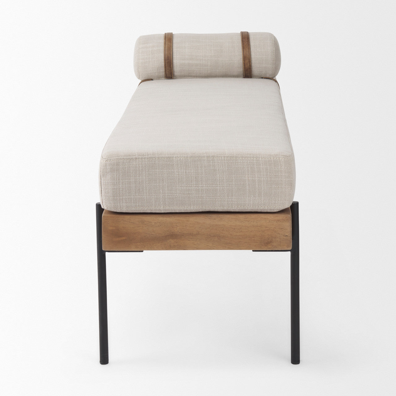 Colburne Cream Fabric w/Brown Wood Bench