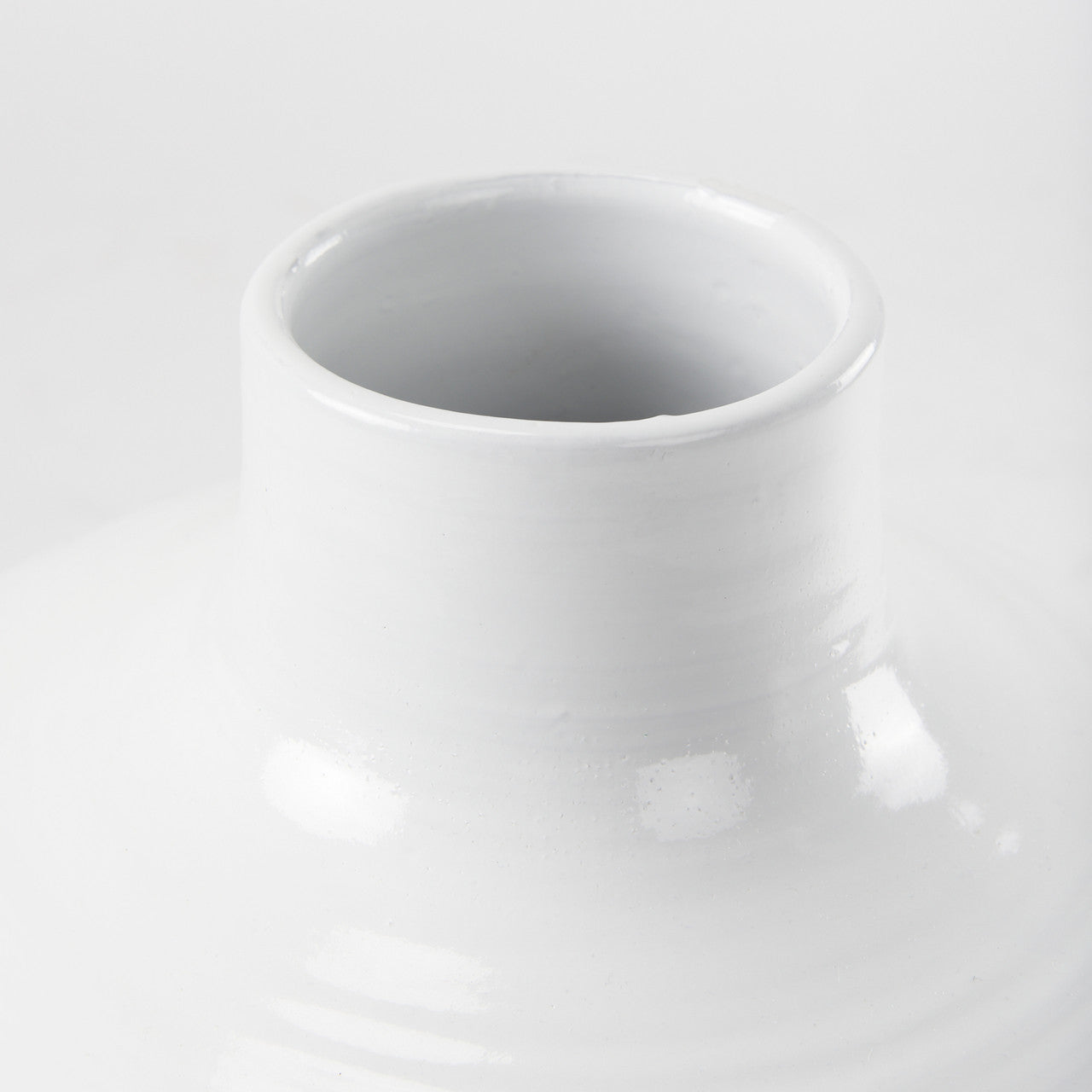Amos 18.5L x 18.5W x 24.4H White and Dark Beige Color Blocked Ceramic Floor Vase