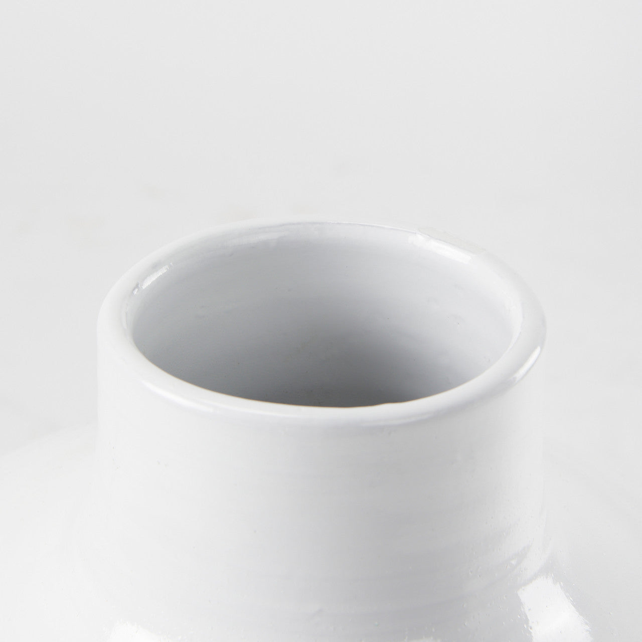 Amos 18.5L x 18.5W x 24.4H White and Dark Beige Color Blocked Ceramic Floor Vase