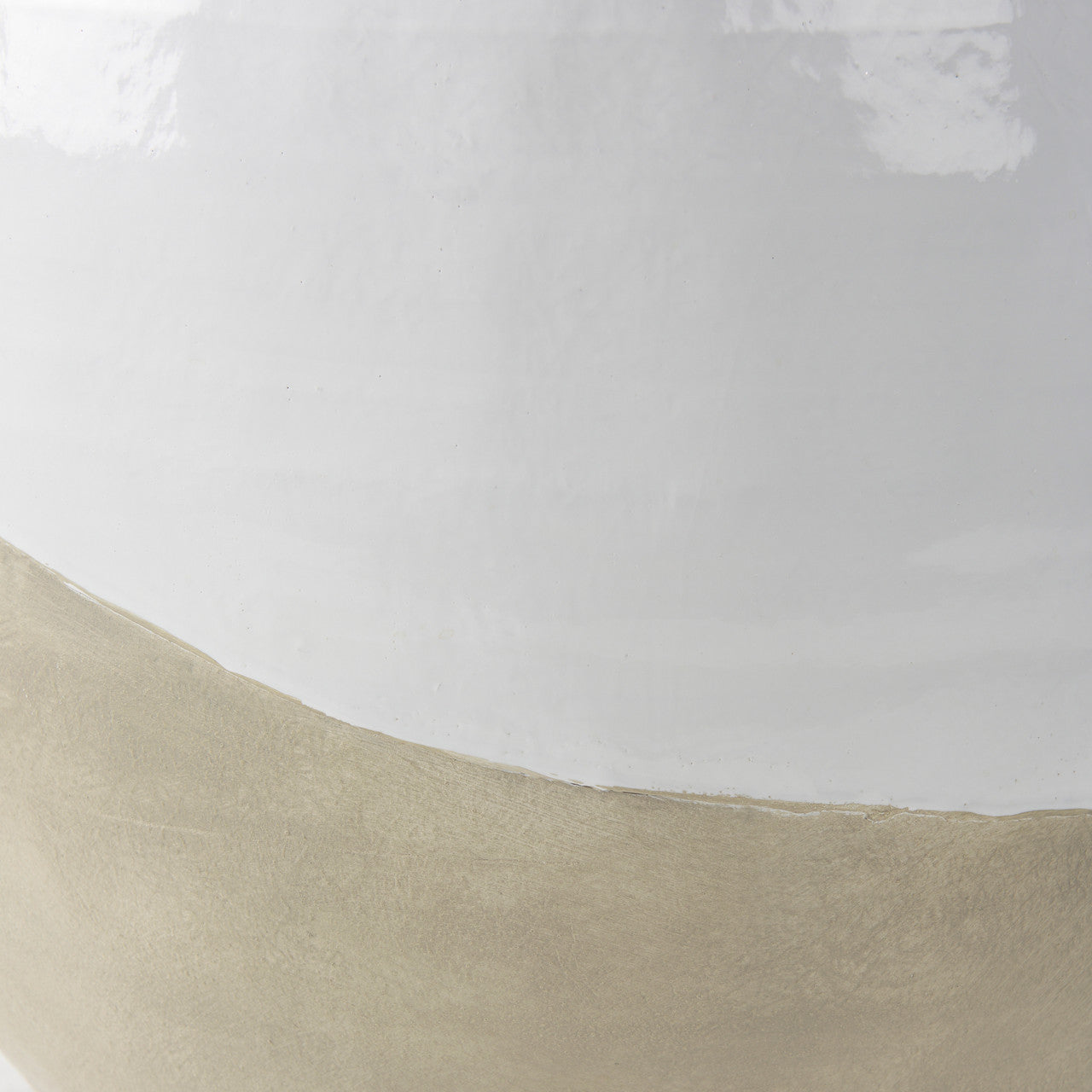 Amos 18.5L x 18.5W x 24.4H White and Dark Beige Color Blocked Ceramic Floor Vase