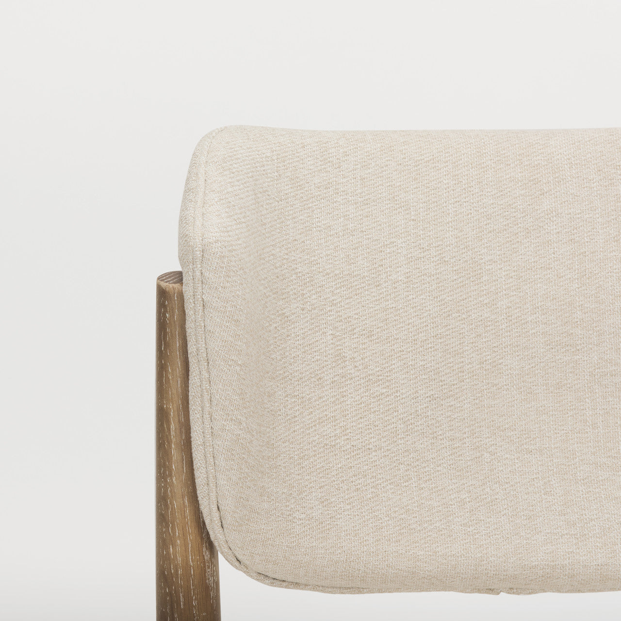 Cline Cream Fabric Upholstered and Light Brown Wood Dining Chair