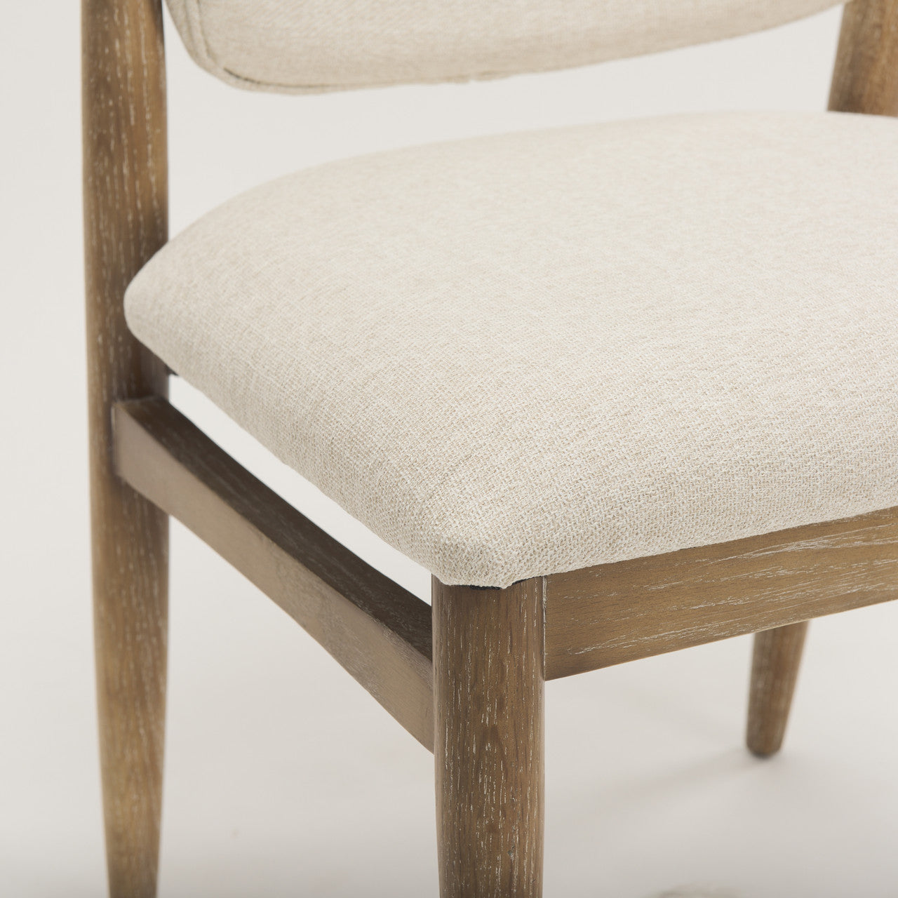 Cline Cream Fabric Upholstered and Light Brown Wood Dining Chair