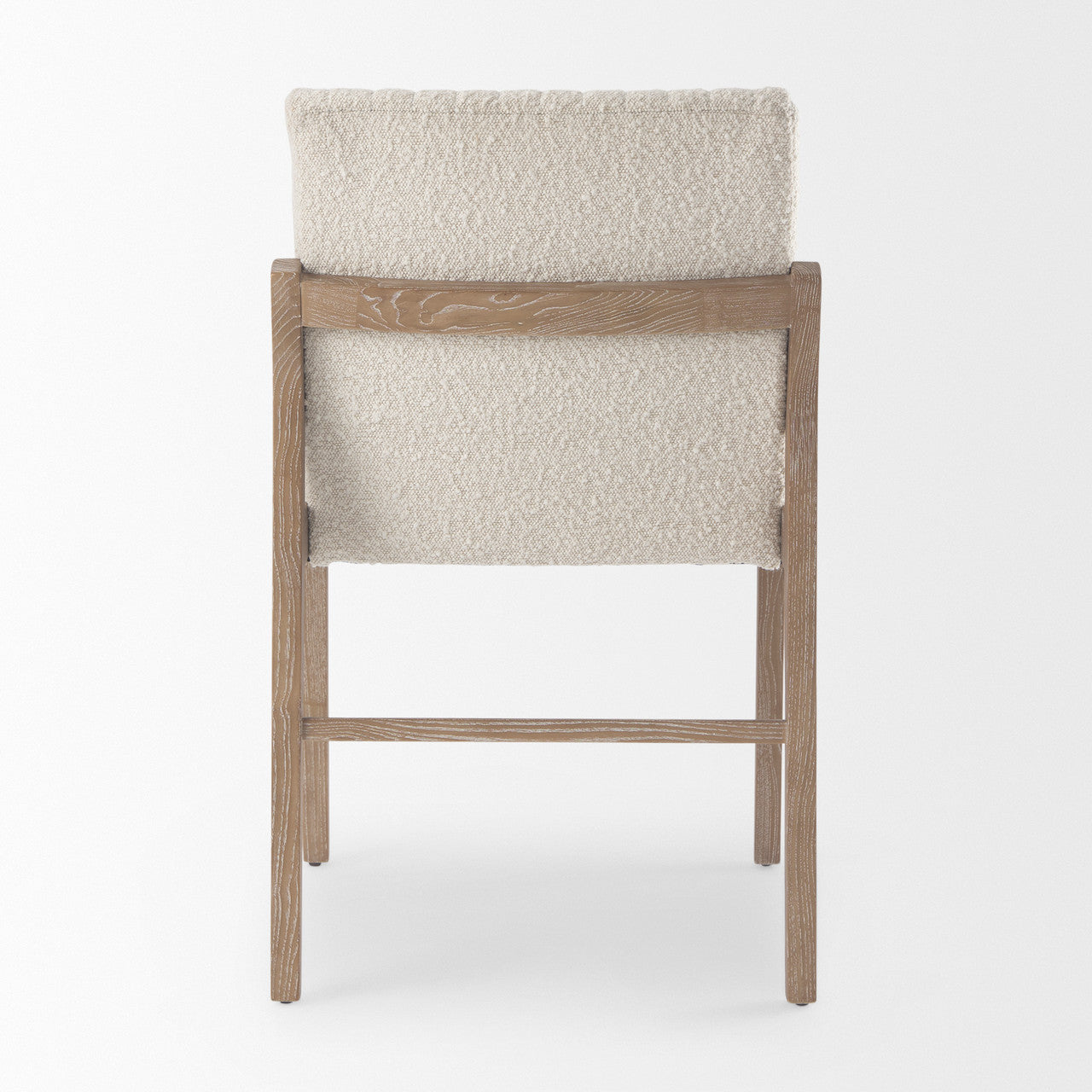 Tahoe Cream Boucle Upholstered and Light Brown Wood Armless Dining Chair