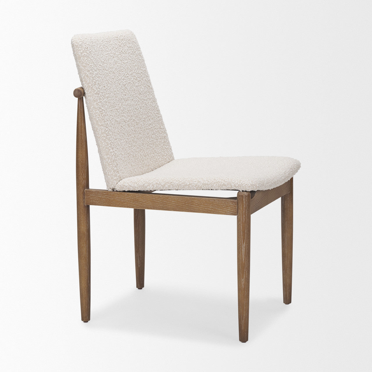 Cavett Cream Boucle Upholstered Seat W/Light Brown Wood Frame Dining Chair