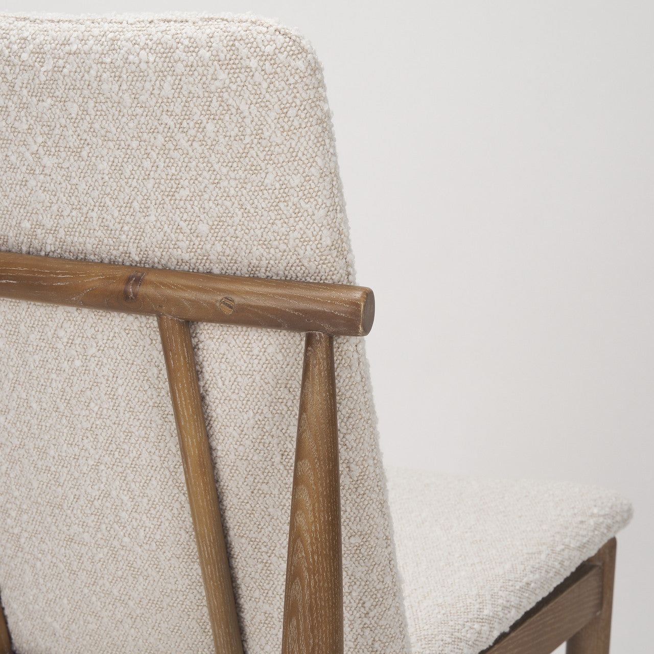 Cavett Cream Boucle Upholstered Seat W/Light Brown Wood Frame Dining Chair