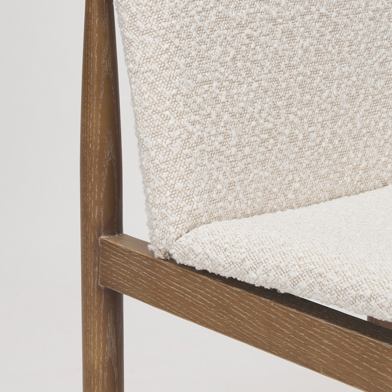 Cavett Cream Boucle Upholstered Seat W/Light Brown Wood Frame Dining Chair