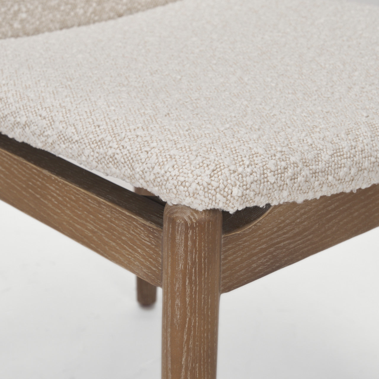 Cavett Cream Boucle Upholstered Seat W/Light Brown Wood Frame Dining Chair