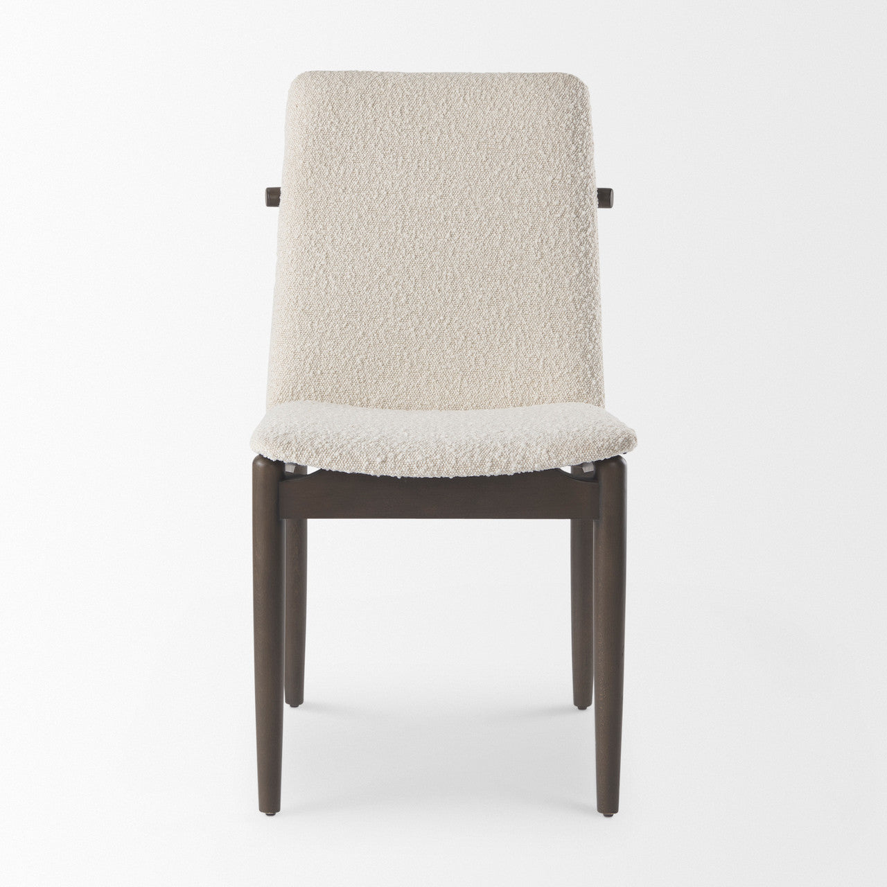 Cavett Cream Boucle Upholstered Seat W/Dark Brown Wood Frame Dining Chair