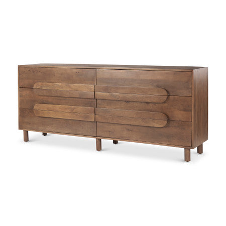 Astrid Medium Brown Solid Wood 6 Drawer Sideboard