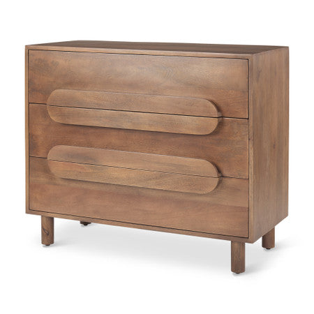 Astrid Medium Brown Solid Wood 3 Drawer Cabinet