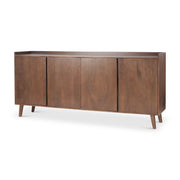 Lillie Medium Brown Wood 4 Door Tray Top Sideboard