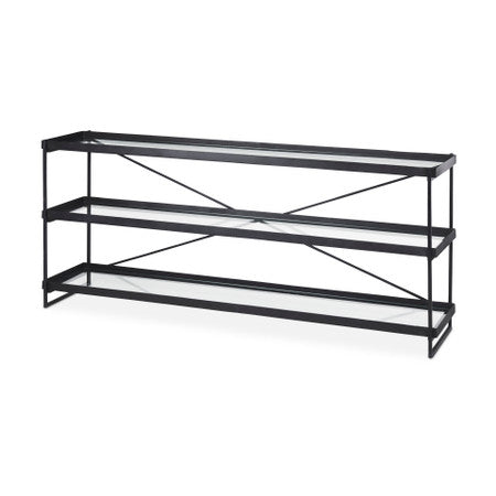 Trey Black Metal W/Glass Console Table
