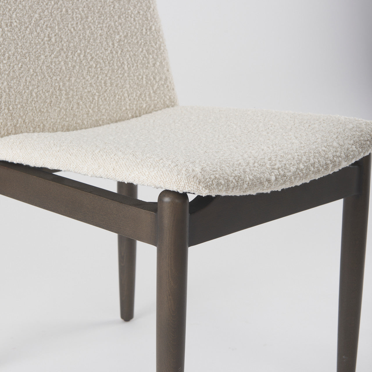 Cavett Cream Boucle Upholstered Seat W/Dark Brown Wood Frame Dining Chair