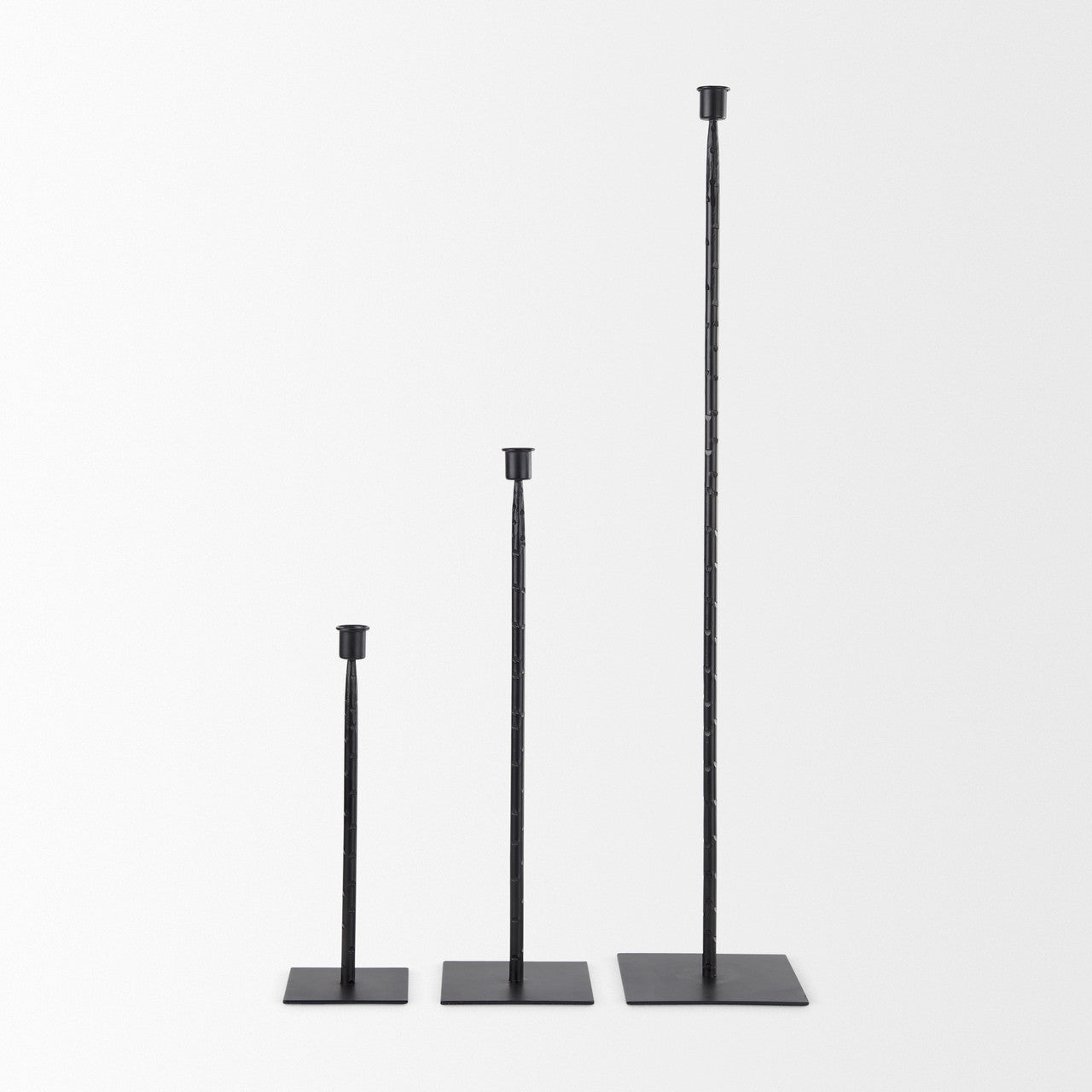 Porter 4.5L x 4.5W x 12.0H Small Black Iron Candle Holder