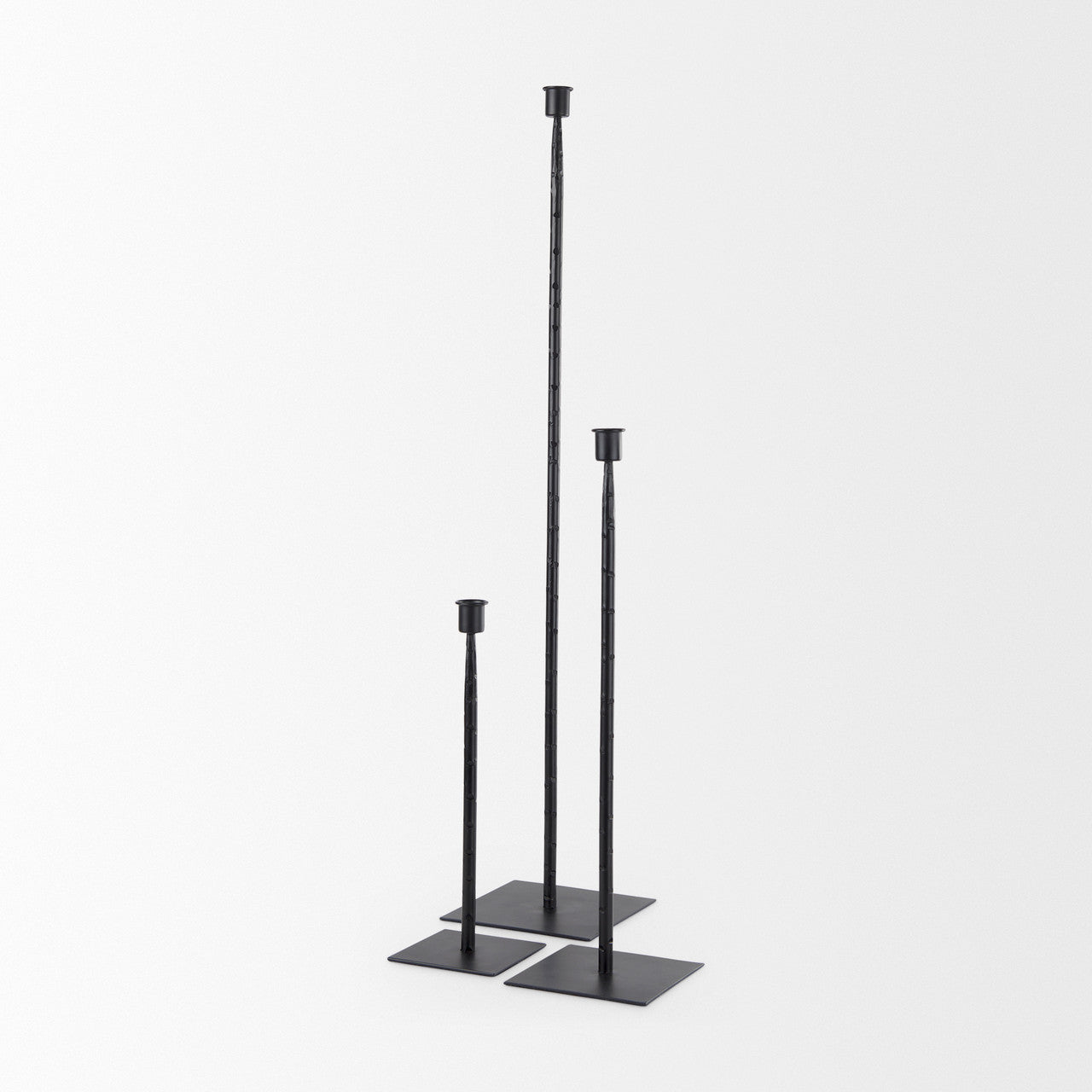 Porter 4.5L x 4.5W x 12.0H Small Black Iron Candle Holder
