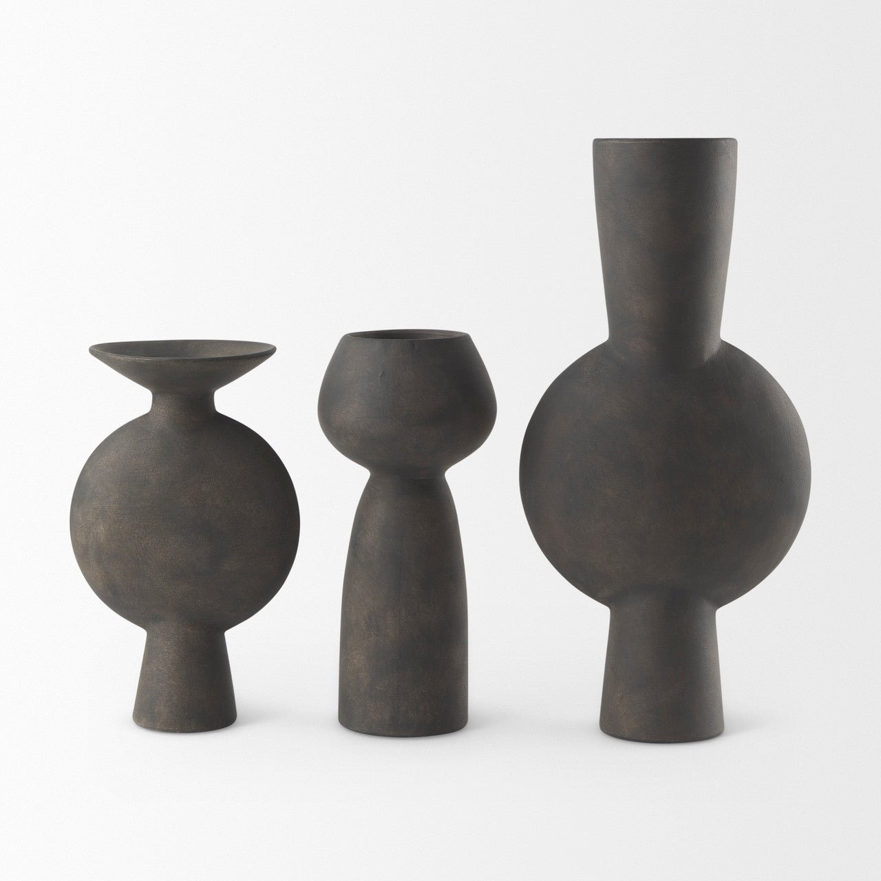 Kaz 8.3L x 3.9W x 16.7H Earthy Brown Ceramic Vase