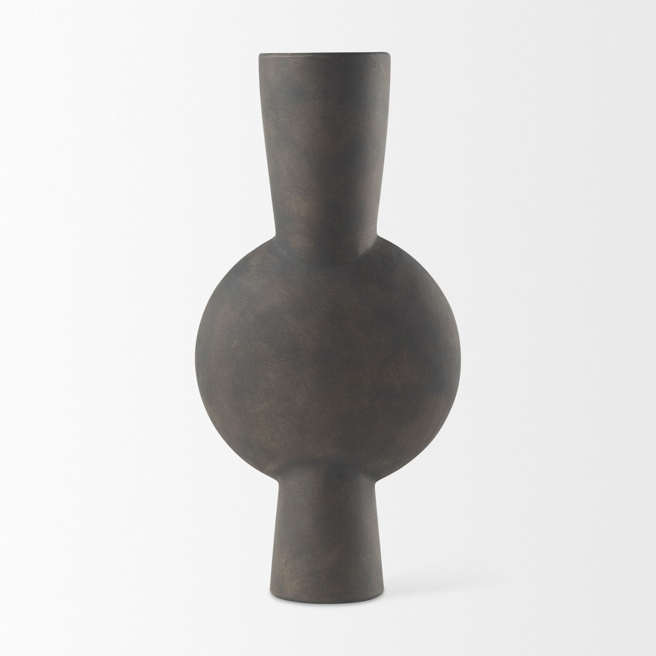 Kaz 8.3L x 3.9W x 16.7H Earthy Brown Ceramic Vase