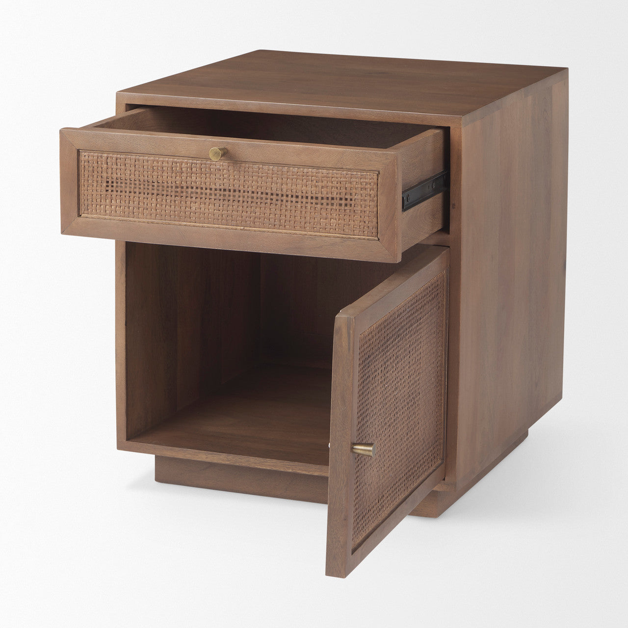 Grier Medium Brown Wood w/ Cane Accent Table