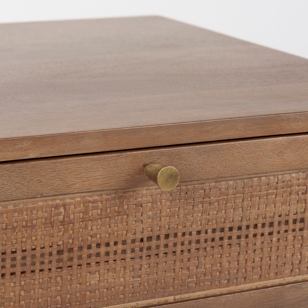 Grier Medium Brown Wood w/ Cane Accent Table