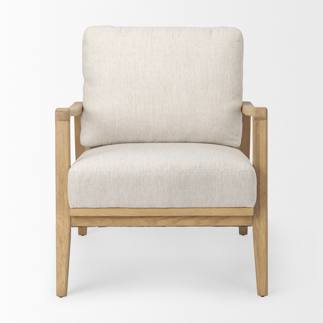 Raeleigh 28.0L x 34.1W x 34.4H Cream Fabric W/Light Brown Wood Accent Chair