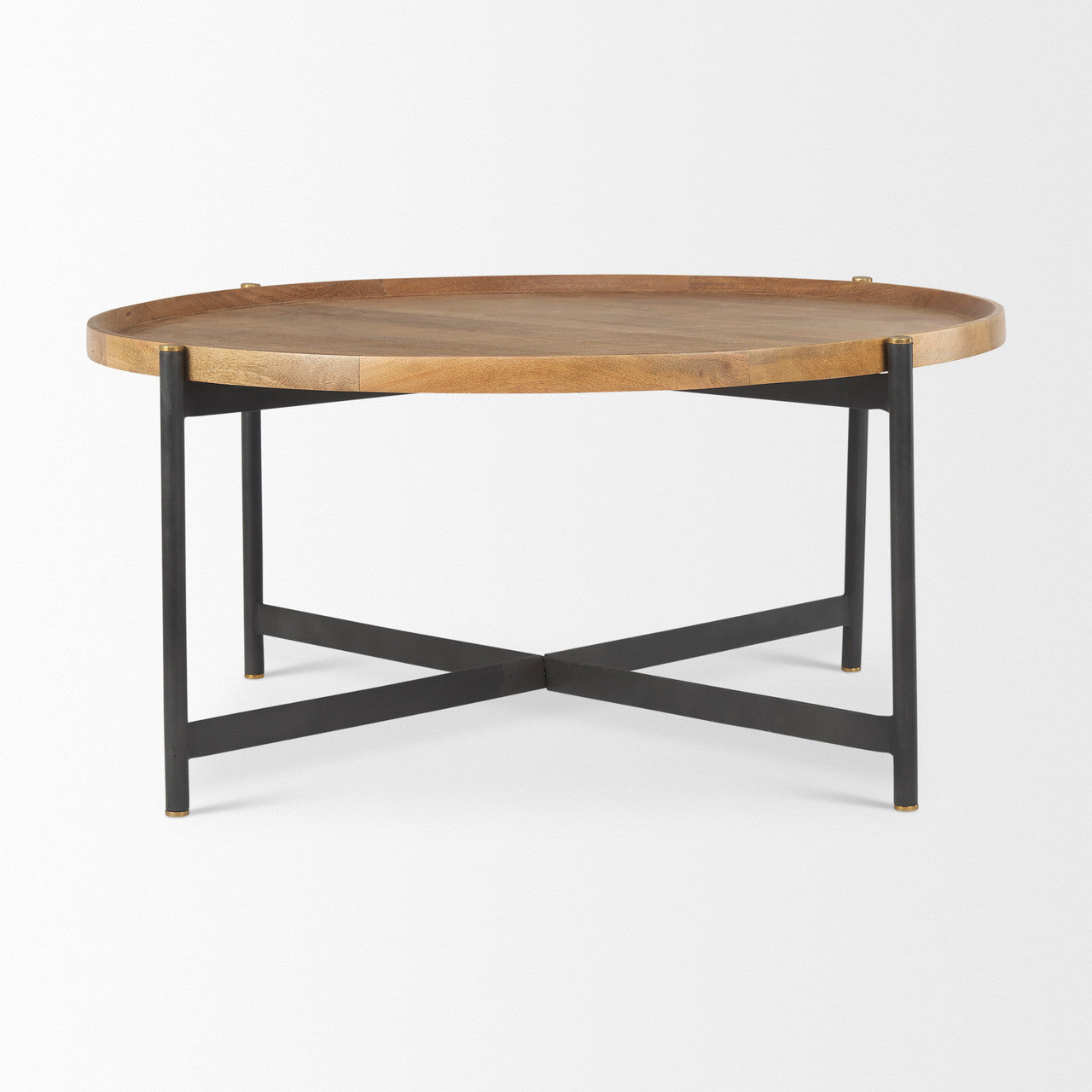 Marquisa Medium Brown Wood W/Black Metal Large Coffee Table