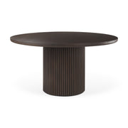 Terra 60L x 60W x 30H Dark Brown Wood Round Fluted Dining Table