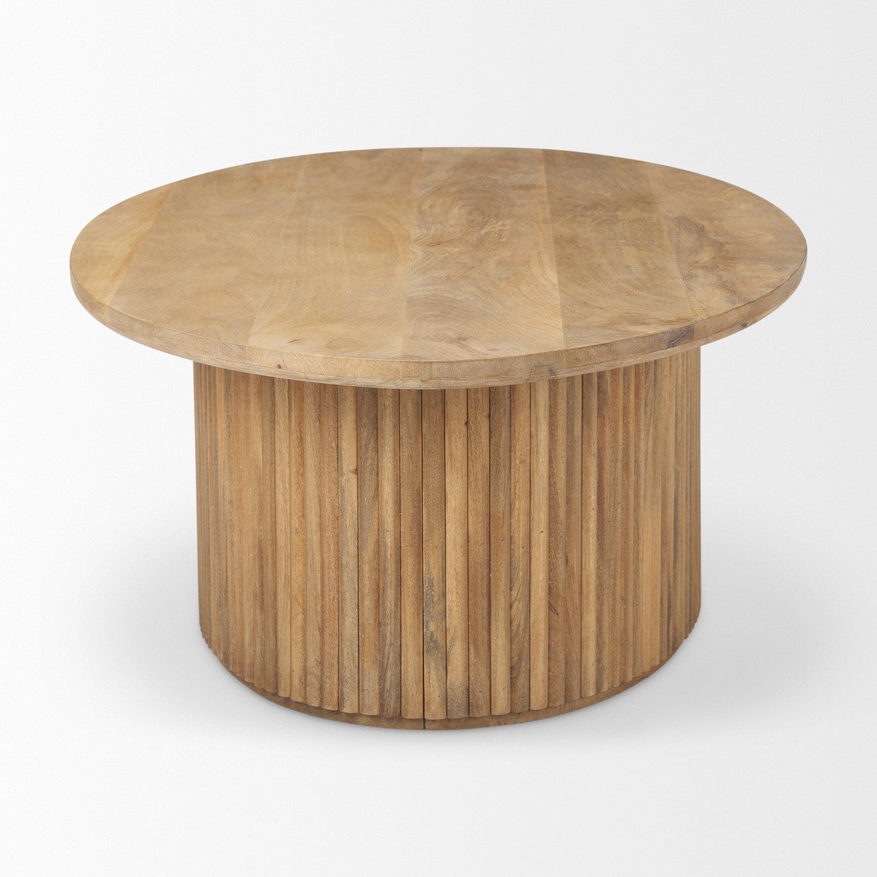 Terra 48L x 28W x 15H Light Brown Wood Oval Fluted Coffee Table