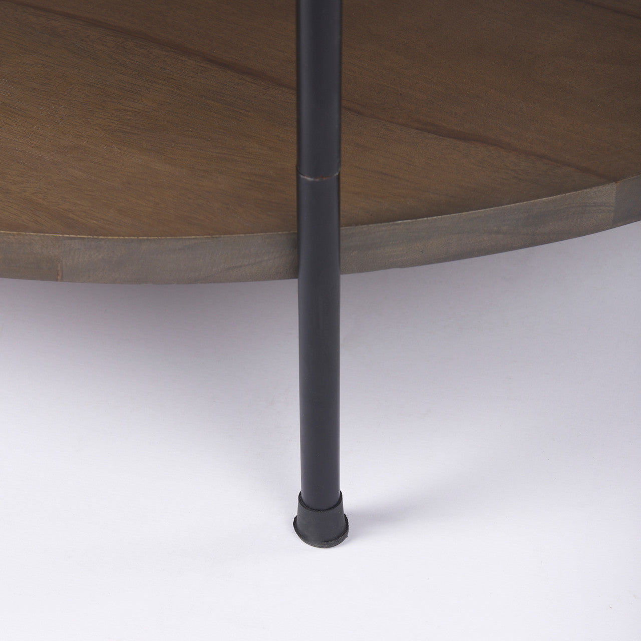 Larkin 42" Round Two-Tier White Marble Top and Solid Wood Shelf w/ Black Metal Frame Coffee Table
