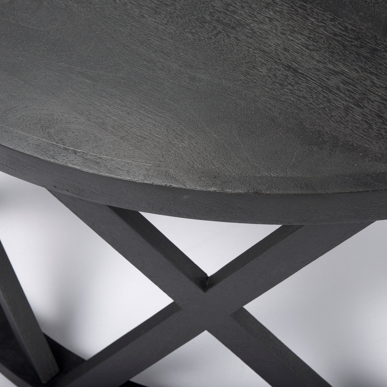 Forsey  28.0L x 45.3W x 18.0H Black Solid Wood Round Coffee Table