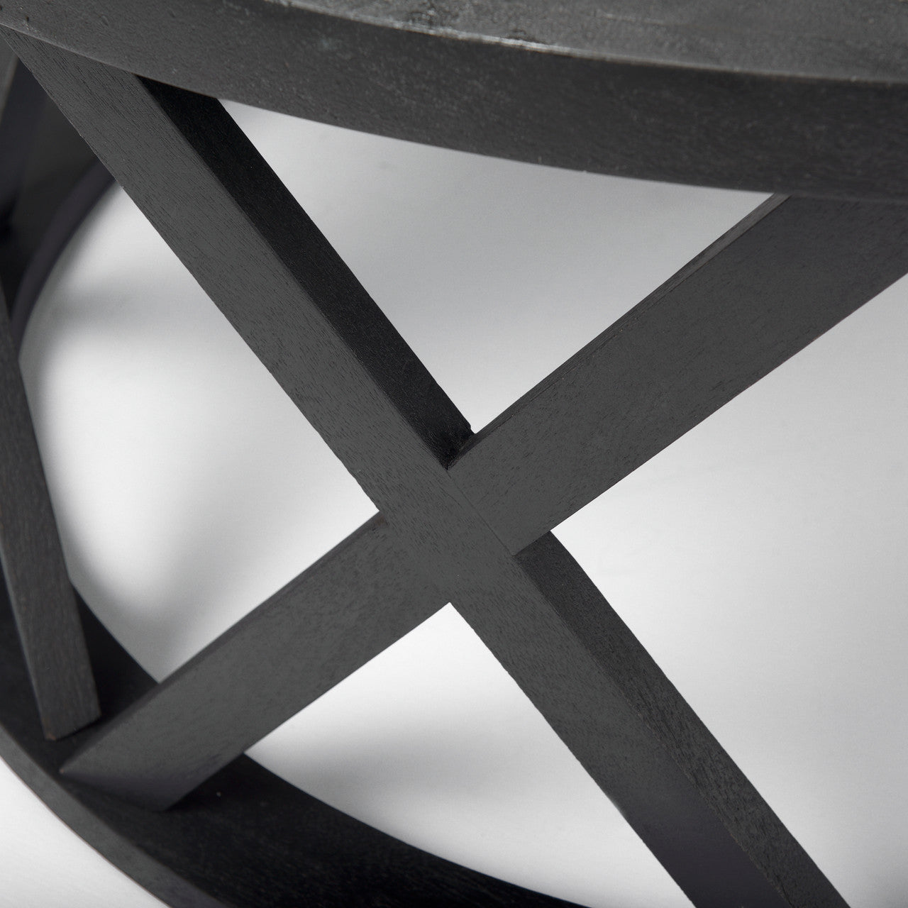 Forsey  28.0L x 45.3W x 18.0H Black Solid Wood Round Coffee Table