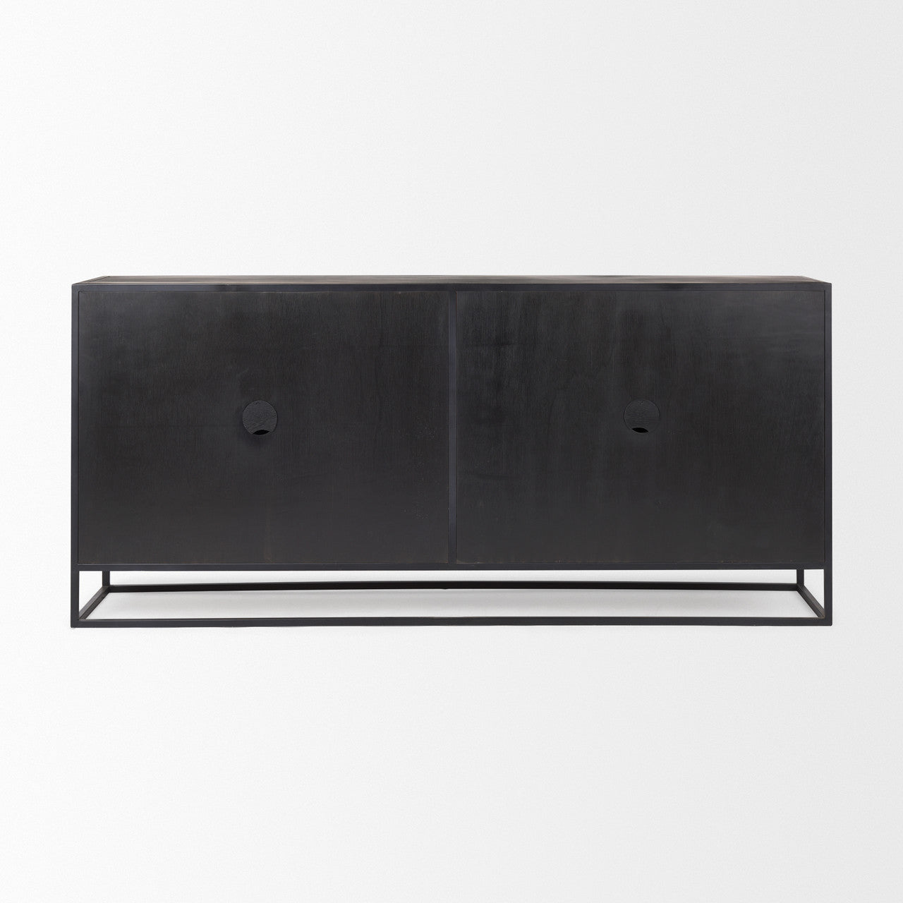 Sloan 80.0L x 17.0W x 36.0H Black Wood W/Black Metal Frame Sideboard