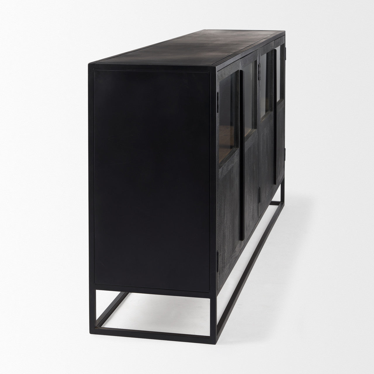 Sloan 80.0L x 17.0W x 36.0H Black Wood W/Black Metal Frame Sideboard