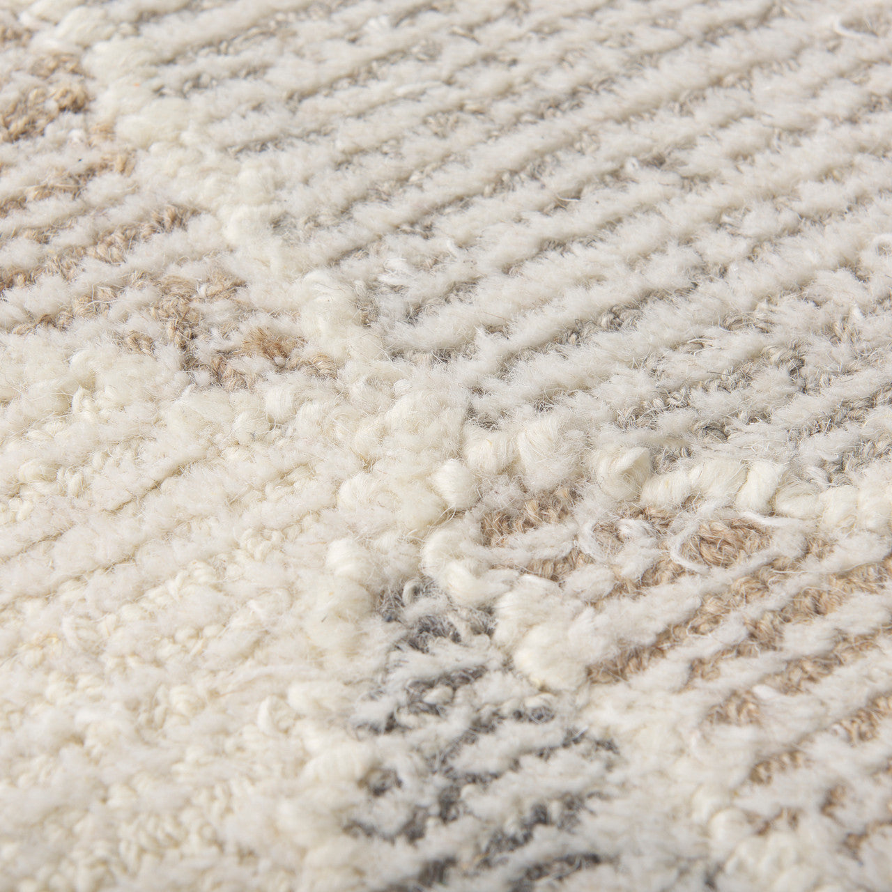 Kolt 5x8 Neutral Geometric Patterned Wool Area Rug