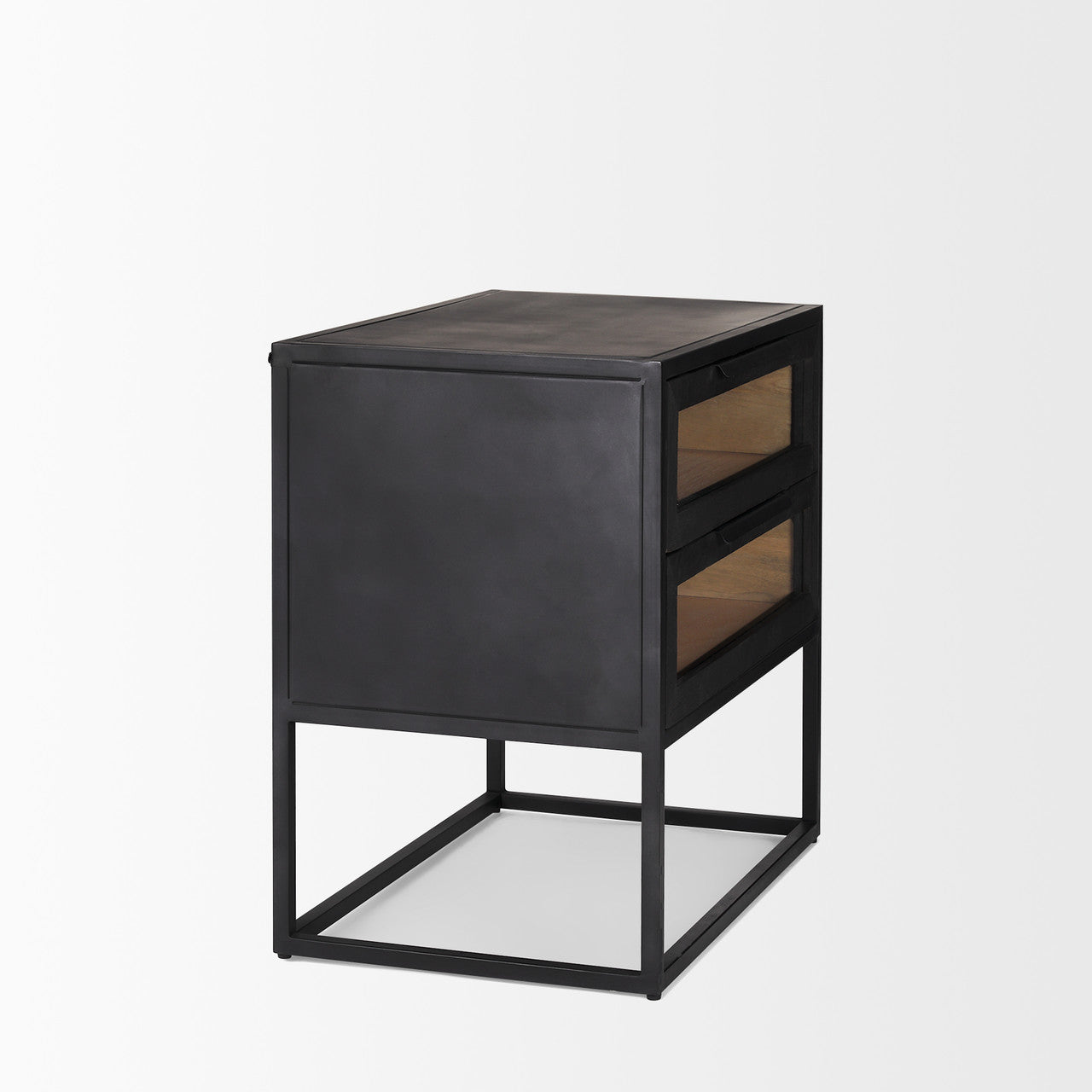 Sloan Black Wood W/Black Metal Frame Side Table