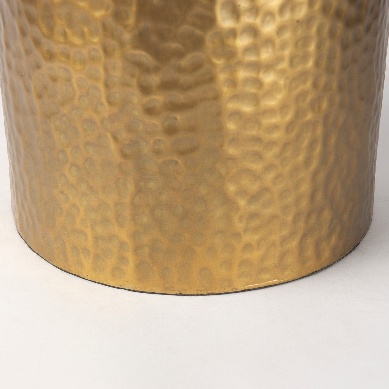 Leo 18.0L x 18.0W x 31.0H Gold Hammered W/White Fabric Shade Table Lamp