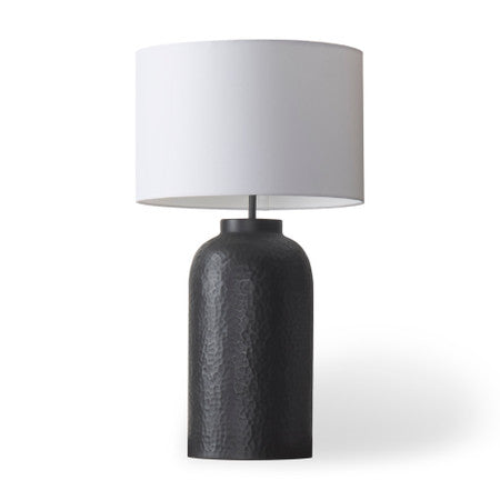 Leo Black Hammered W/White Fabric Shade Table Lamp