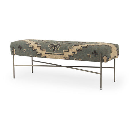 Avery Multi Colored Upholstered Patterned Seat Accent Bench
