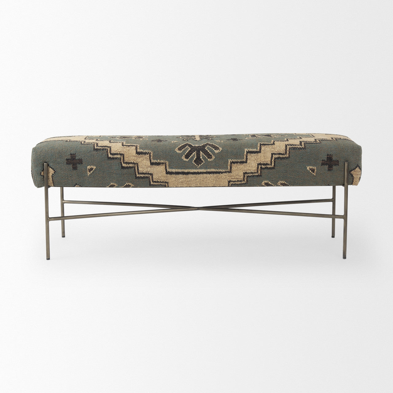 Avery I 55L x 17W Multi Colored Upholstered Patterned Seat Accent Bench