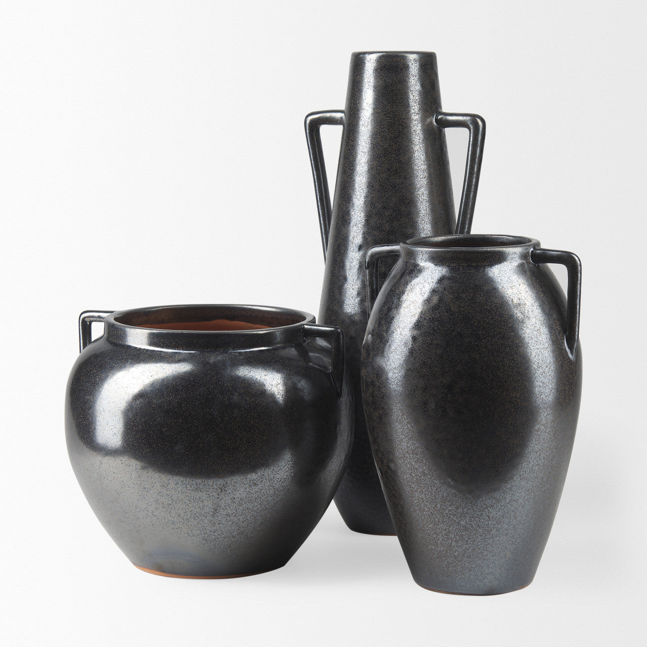 Kora Medium Dark Metallic Double Ear Vase