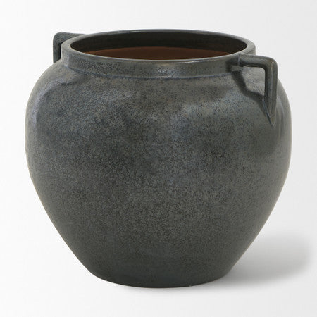Kora Short Dark Metallic Double Ear Vase
