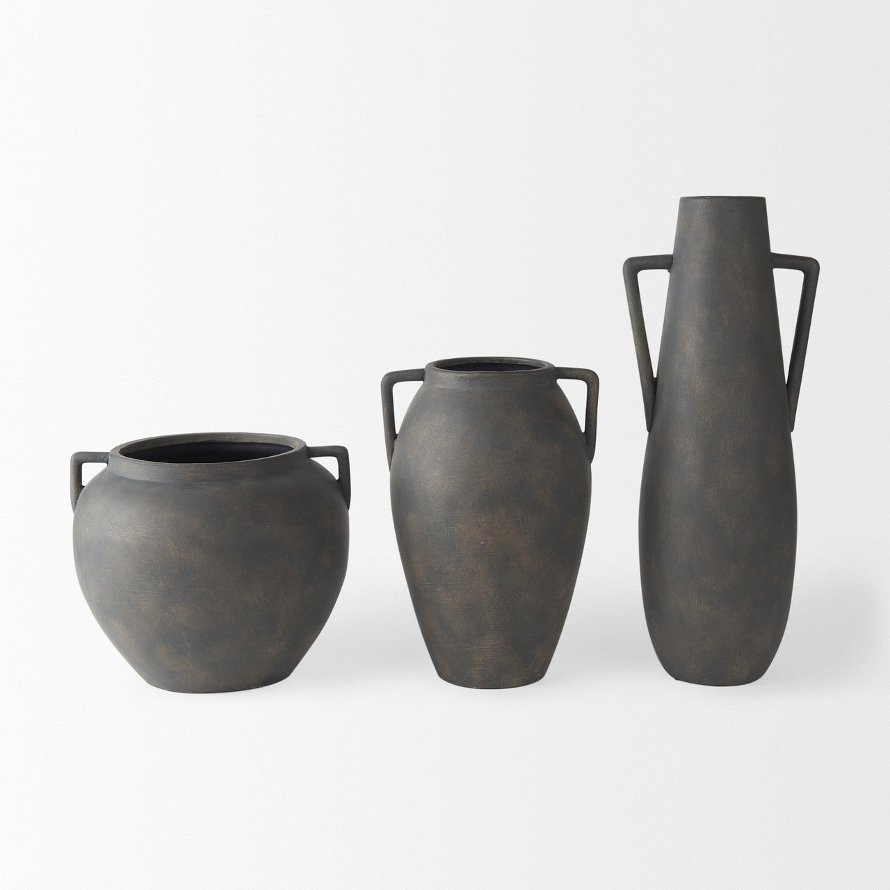 Kilian Short Brown-Gray Double Ear Vase