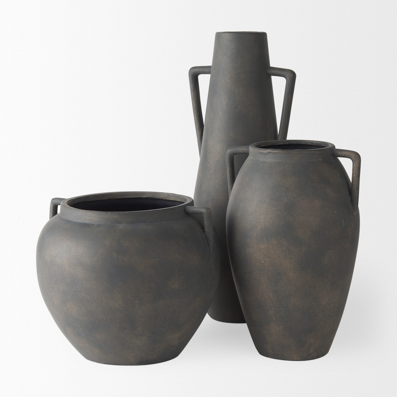 Kilian Short Brown-Gray Double Ear Vase