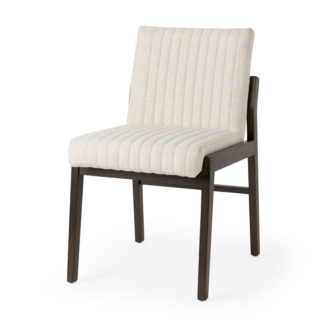 Tahoe Cream Upholstered and Black-Brown Wood Armless Dining Chair